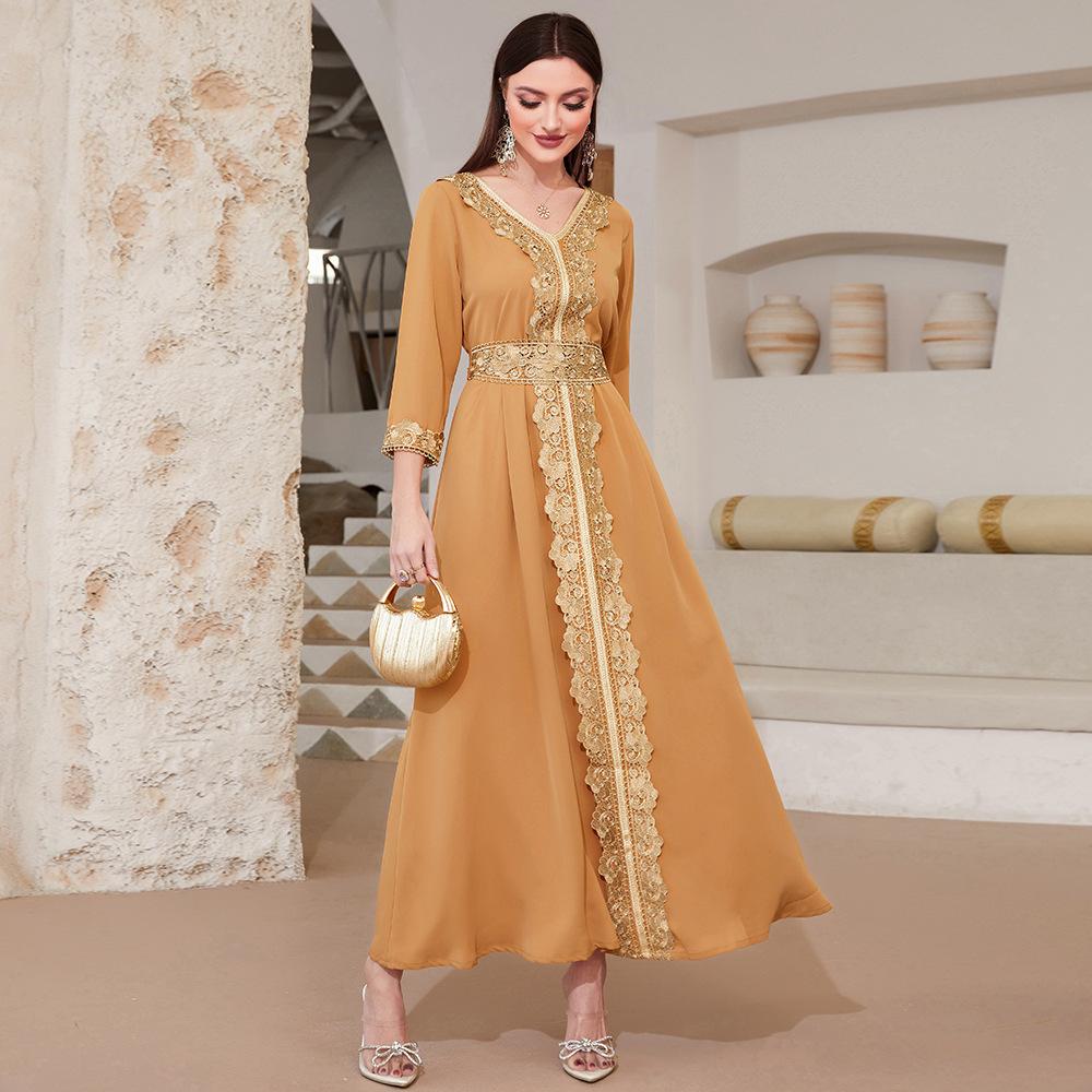 Middle Eastern Muslim Women's Embroidered Robe Loose Casual Long Ethnic Style Dress