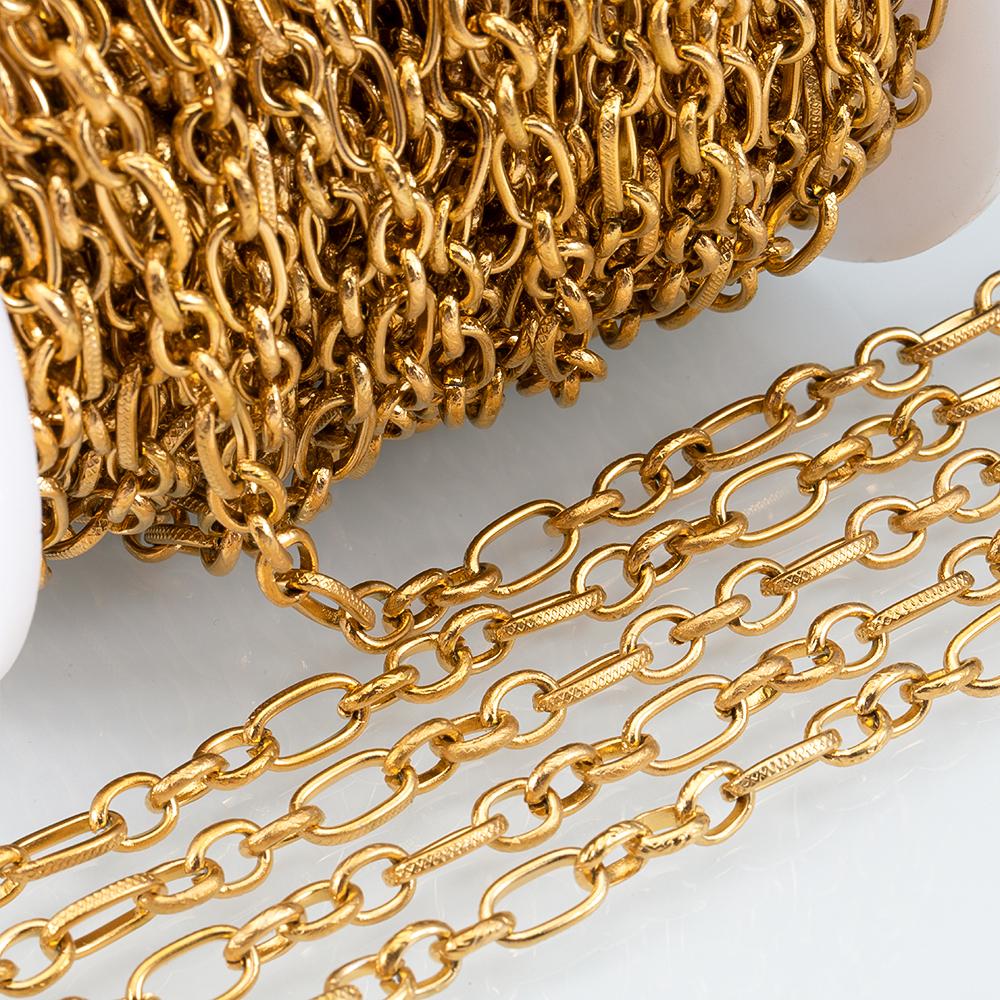 1M Stainless Steel Frosted Cross Oval Link Chains Heavy Chunky Hip Hop Punk Chain DIY Jewelry Making Materials Necklace Bracelet