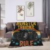 Monster Trucks Rule Plush Blanket Kids Adult Flannel Throw Outdoor Super Warm Customized Quality Bedspread Birthday Gift