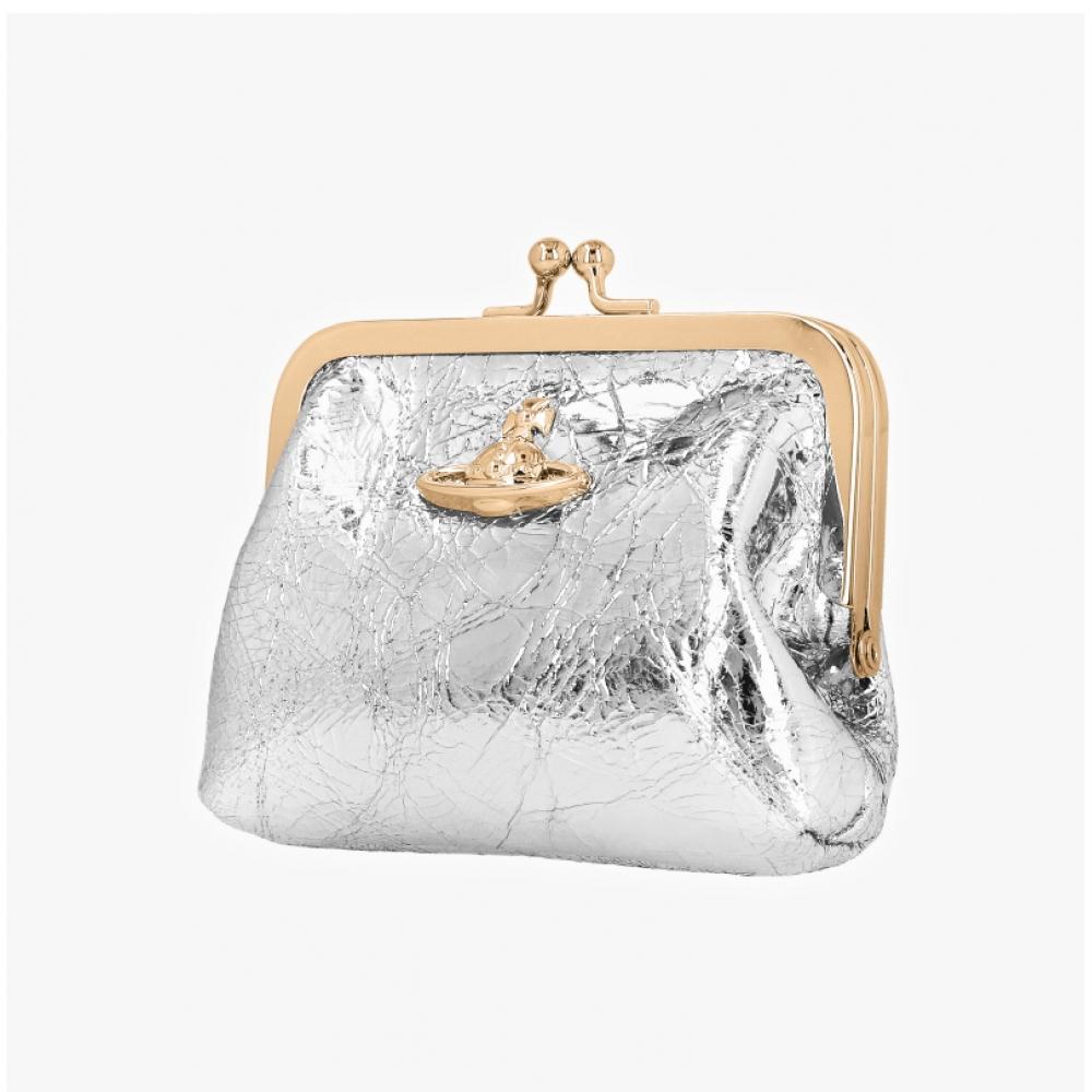 Vivienne Westwood Metallic Crinkle Frame Pulse Mini Coin Card Wallet 56010005w L00a7 Q401