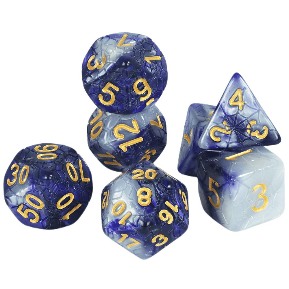 Sada mnohostěnných kostek 7ks Míchání barevných kostek s pavučinou pro deskové hry DND a deskové hry na hrdiny