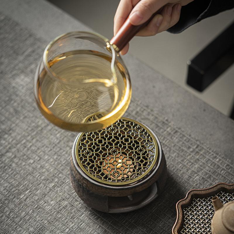 Retro Candle Heating Tea Warmer Base, Fragrance Maker, Tea Maker, Open Flame Roasted Orange Stove, Hot Tea Warmer
