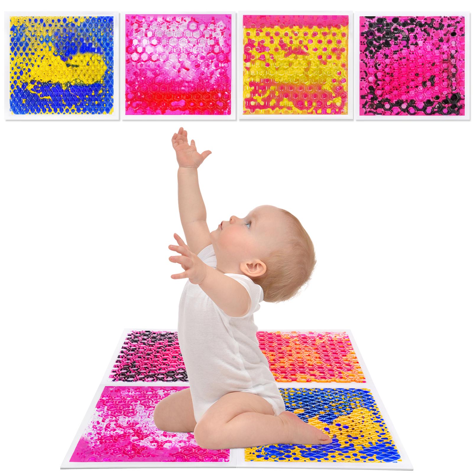 

Surfloor Sensory Liquid Floor Tiles for Playroom - Kids Learning Sensory Stepping Pads 4 Pcs per Set Other
