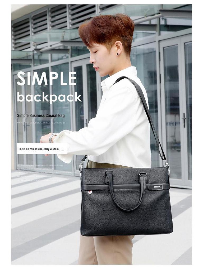 Men's Wear-Resistant Leather Laptop Briefcase - Large Capacity Crossbody/Shoulder Bag