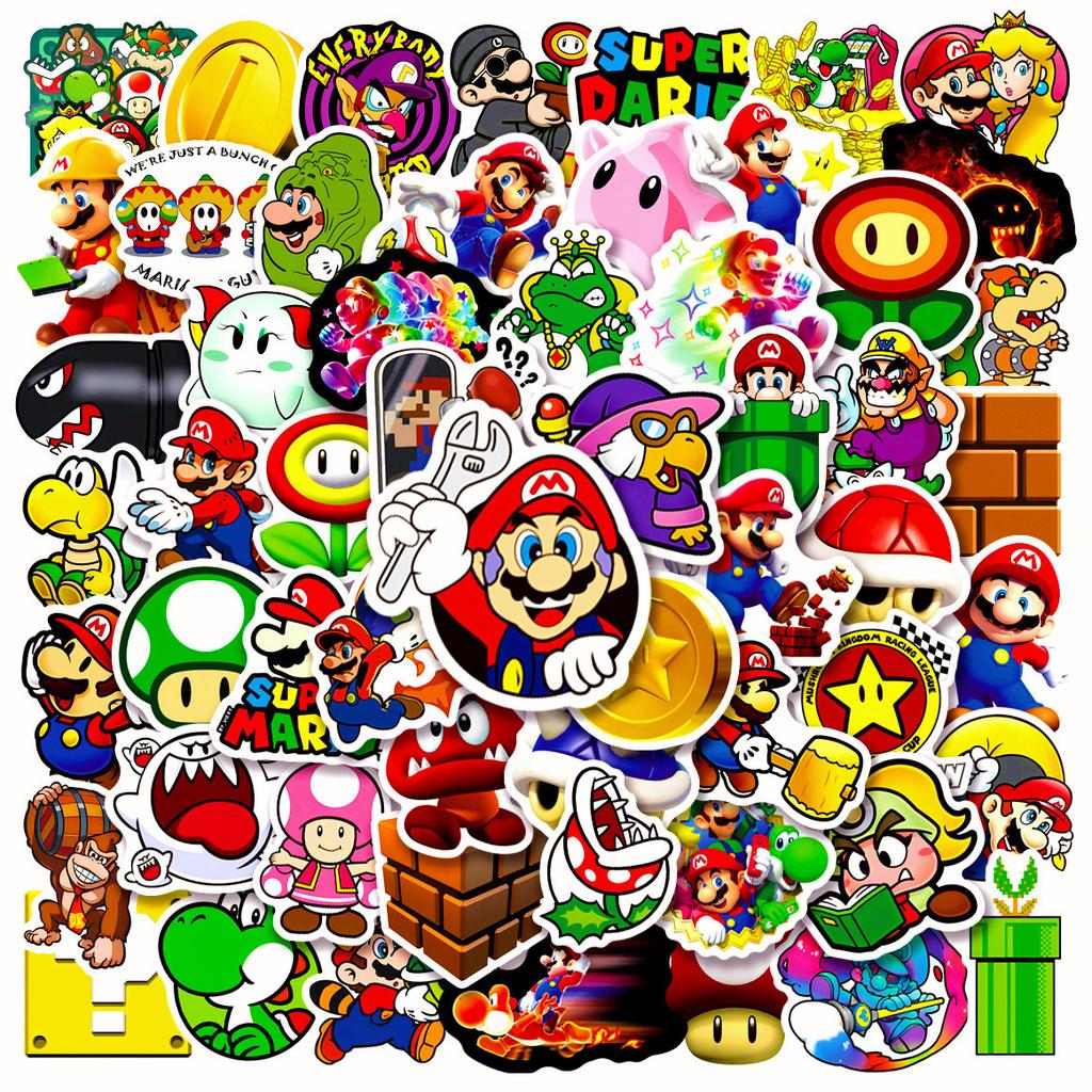 100PCS Classic Game Super Mario Sticker Toys Graffiti Decals Laptop Luggage Skateboard Waterproof Sticker Kid Toy
