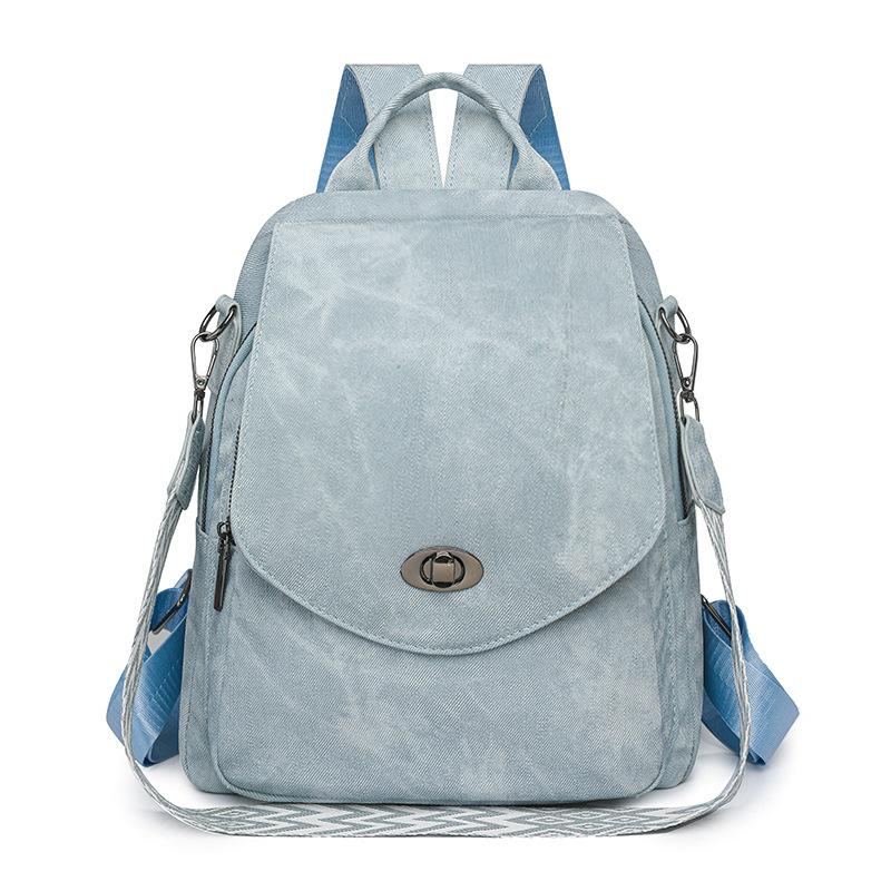 

Женский рюкзак большой вместимости из мягкой кожи, многоцелевая сумка через плечо светло-синий