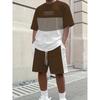 3D letter printed fashionable three color men's summer fresh T-shirt shorts set