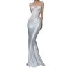 High temperament white tube top lace sequined fishtail skirt waist thin wedding evening dress