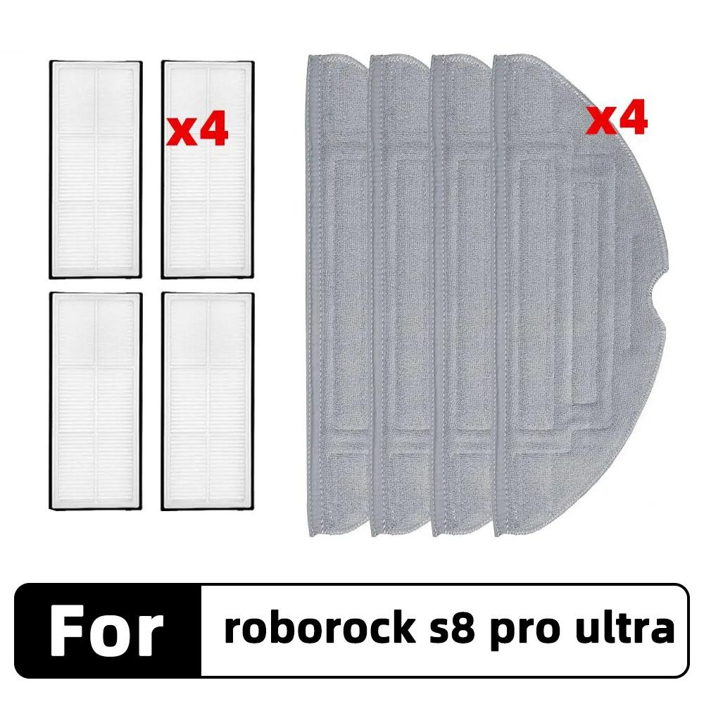 Compatible for Roborock S8 Pro Ultra, G20 A6900RR Main Side Brush Hepa Filter Mop Cloth Dust Bag Spare Parts Accessories