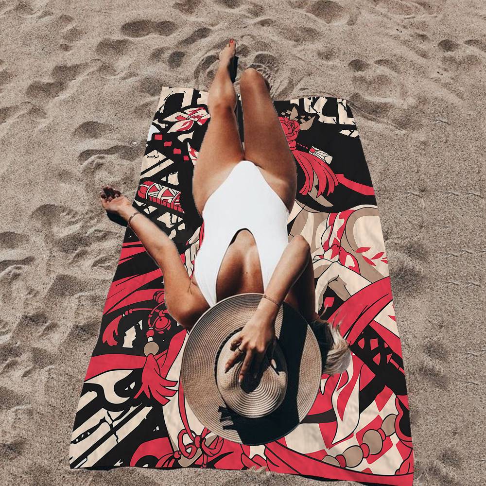 Demon Slayer Nezuko Kamado Cartoon Microfiber Printed Beach Towel Mountain Climbing Yoga Beach Swimming Running Absorbent Towel