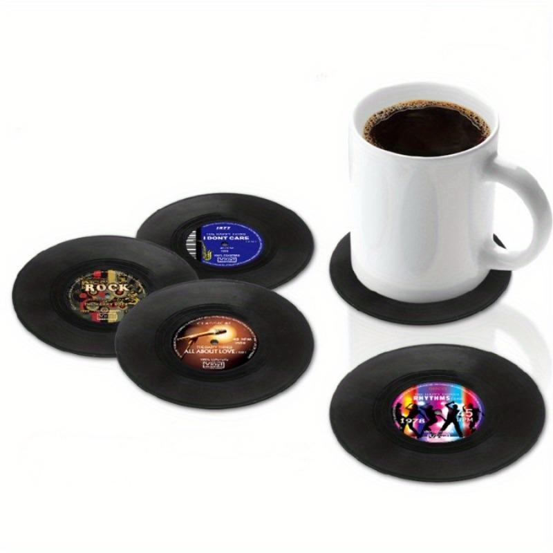 4 Peças Porta-Copos Clássicos Vintage de Disco de Vinil CD Tapete Isolante Personalizado Café Bar Jogo Americano