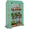 Three-Tier Garden Greenhouse with Anti-UV PE Cover and Roll-Up Door. 100x40x150cm. Green