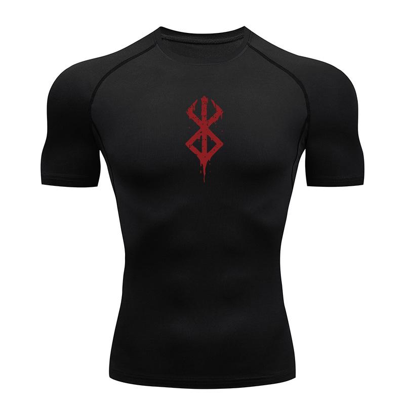 Men s Print Compression Shirts Summer Short Sleeve Rash Guard Gym Workout T-shirt Athletic Quick Dry Baselayer Undershirts Tops S