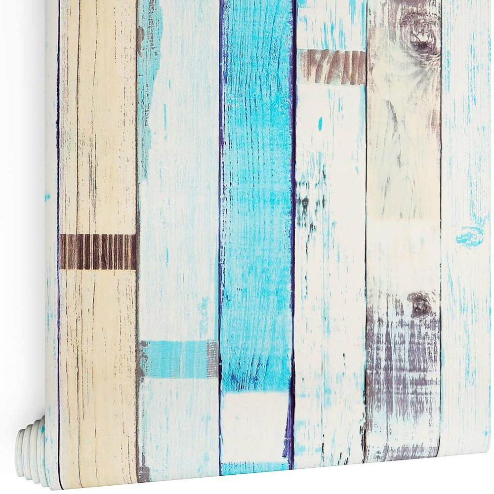 HaoHome Wood Panels 1Wood Peel and Stick Wallpaper Self Adhesive Wood Paper Vintage Wood Planks Wallpaper for Bedroom Cabinet