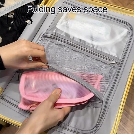 Travel Essentials Organizer for Luggage Standing Toiletry Bag, Portable Waterproof EVA Cosmetic Organizer, Large Versatile Makeup Bag Camping Capacity
