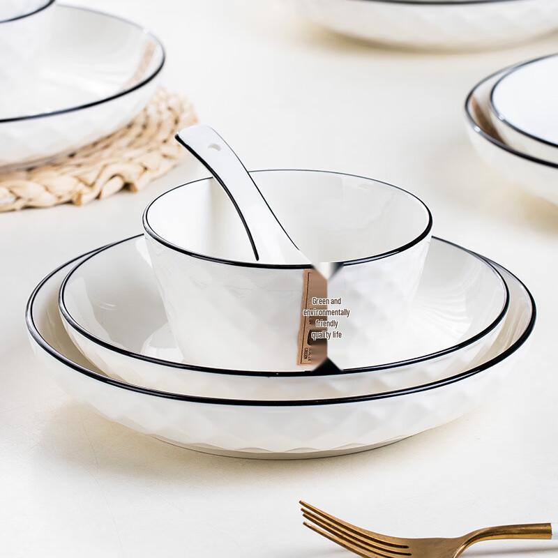 Japanese Rose Diamond Bone China Tableware Set