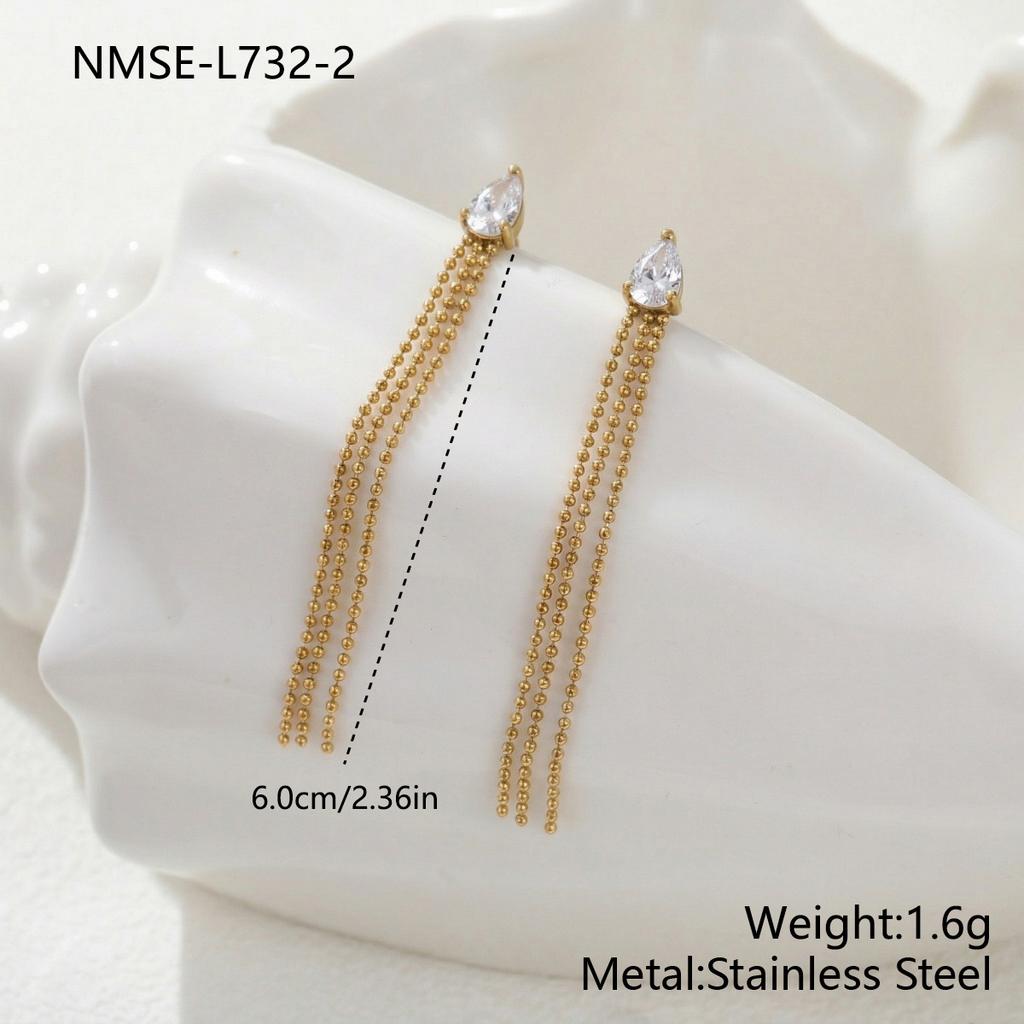 GEMCHIC Elegante Rote Tropfen Zirkon Lange Quastenohrringe für Damen, Edelstahl Gold Platin Beschichtet, Geometrischer Tropfen Hängeschmuck für Party Hochzeit
