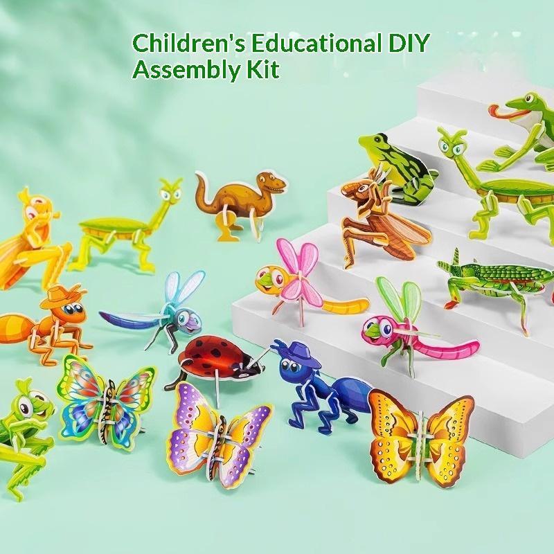 Educational 3D Puzzle Blocks 25Pcs Dinosaurs Animals Airplanes Insects Jigsaw Toys for Kids Home Playtime