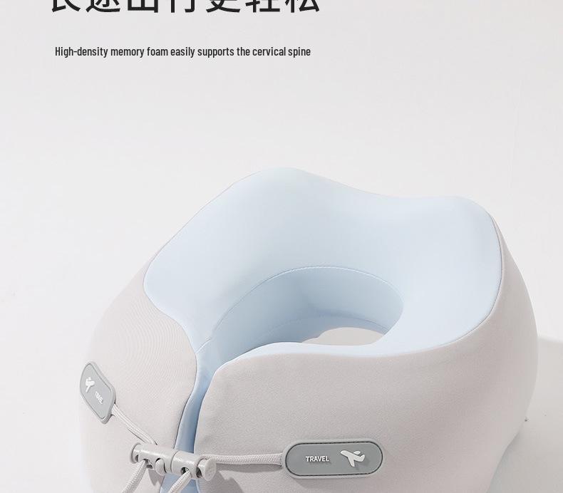 U-Shaped Memory Foam Travel Neck Pillow - Foldable Support for Airplane, Office Nap, with Customizable Logo Option