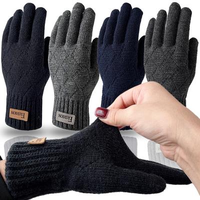Gants Tricotés Épais Thermiques Doigts Entiers Homme Femme Mode Hiver Extérieur Chaud Laine Gants de Conduite Mitaines Écran Tactile
