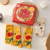 4 Pairs Funny Pizza Socks Box Christmas Socks For Women Men Couples Soft Cotton Winter Warm Socks Christmas Gifts