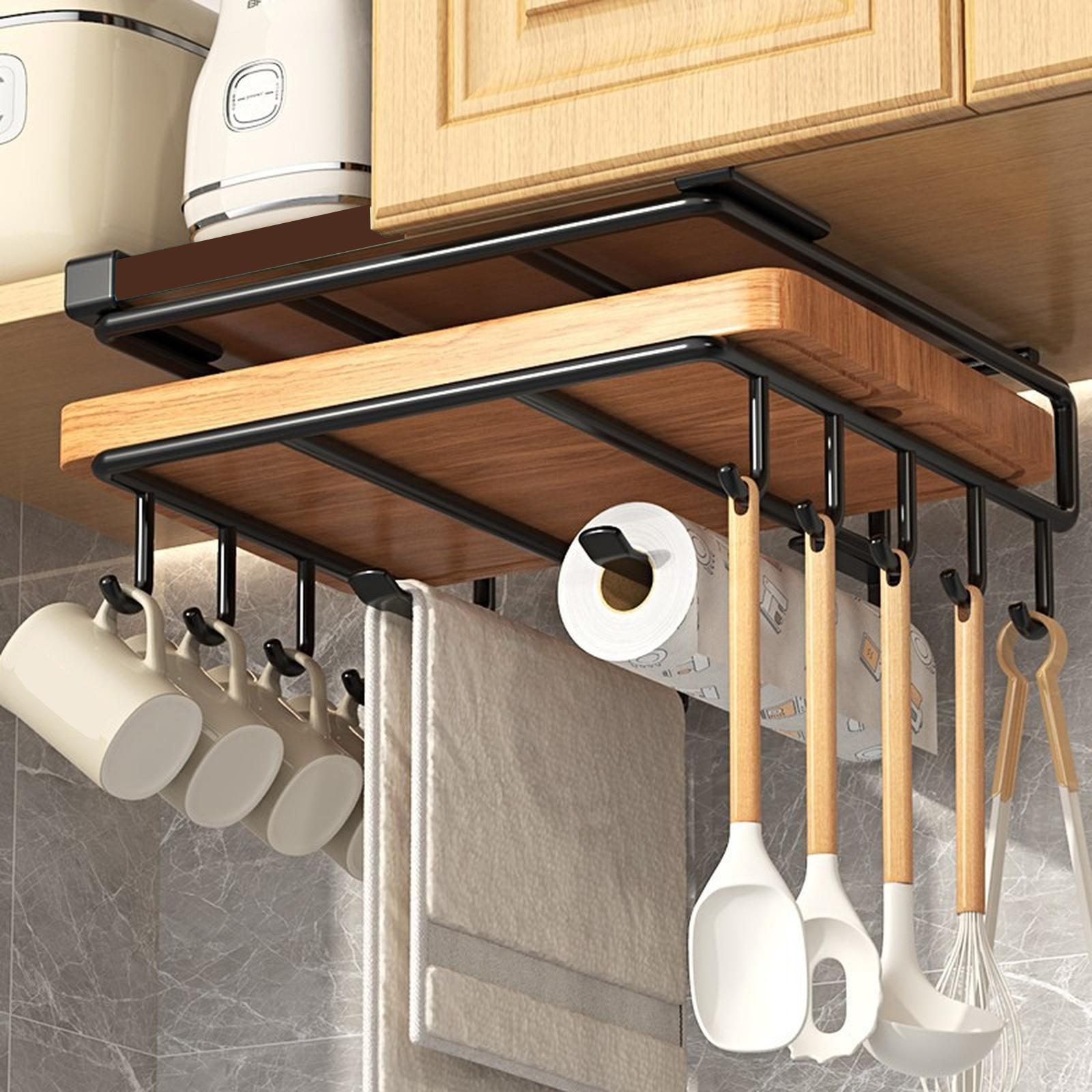 

Stainless Steel Under Cabinet Organizer, No Drill Kitchen Rack for Paper Towel, Pot Cover, Cutting Board one size чорний
