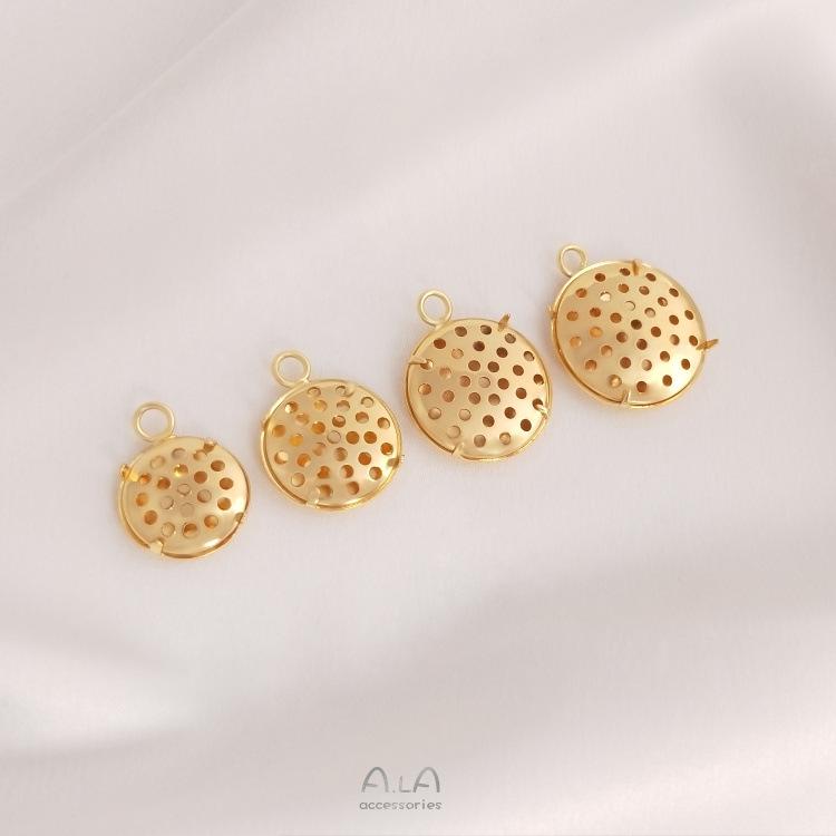 Měděný přívěsek na náhrdelník pozlacený 14karátovým zlatem: Nastavení podnosu Cloud s designem kulatého disku a makovice lotosu