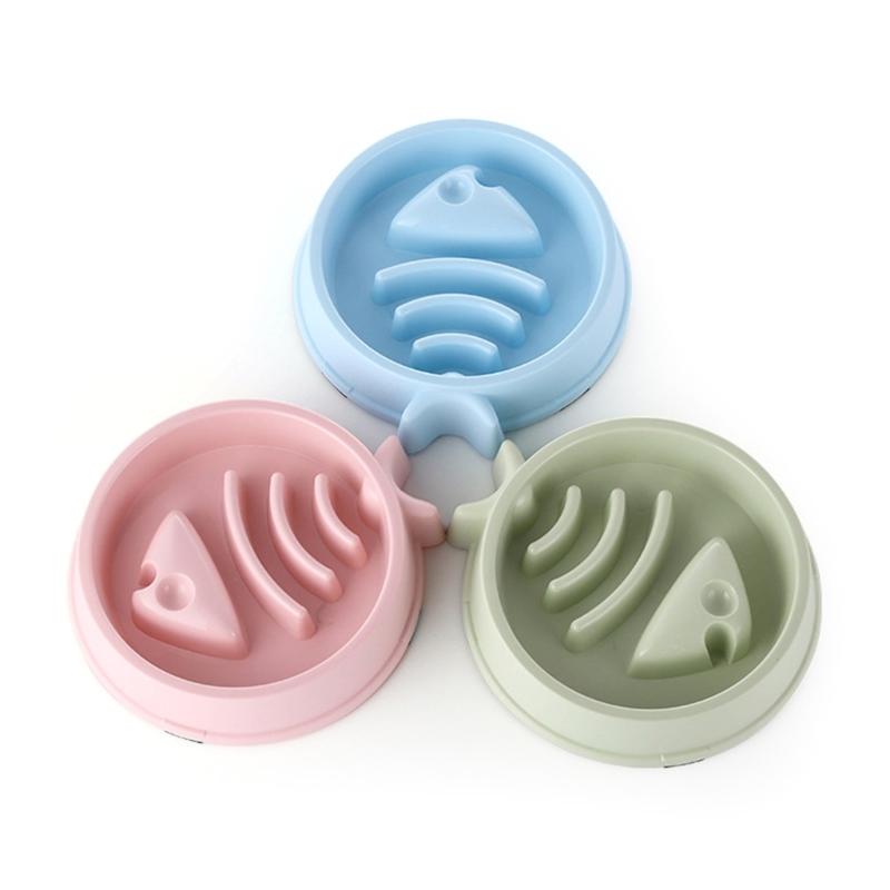 

Fish Cats Eatting Slow Feeding Bowl with Skidproof Bottom Lovely Bowl розовый