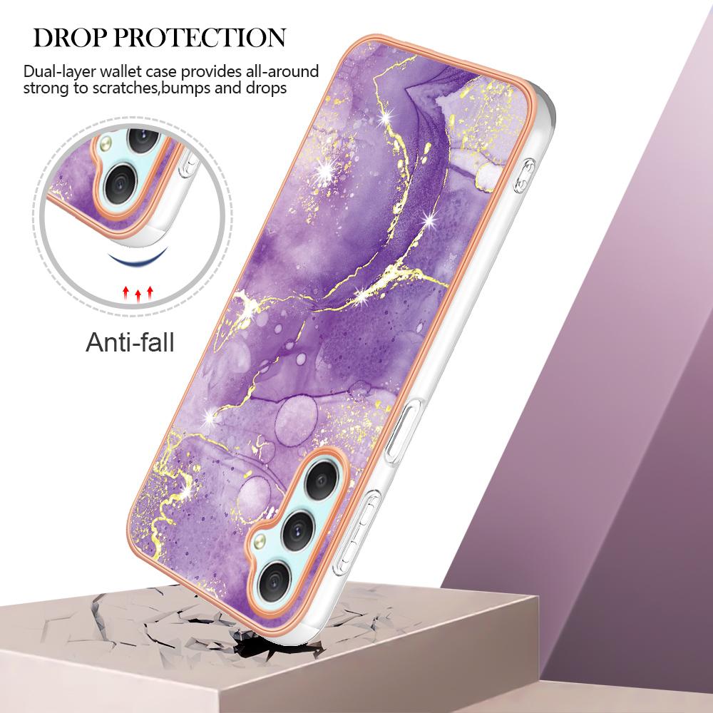 

For Samsung Galaxy A26 5G TPU Case with IMD Marble Pattern Electroplated Back Cover Purple 002