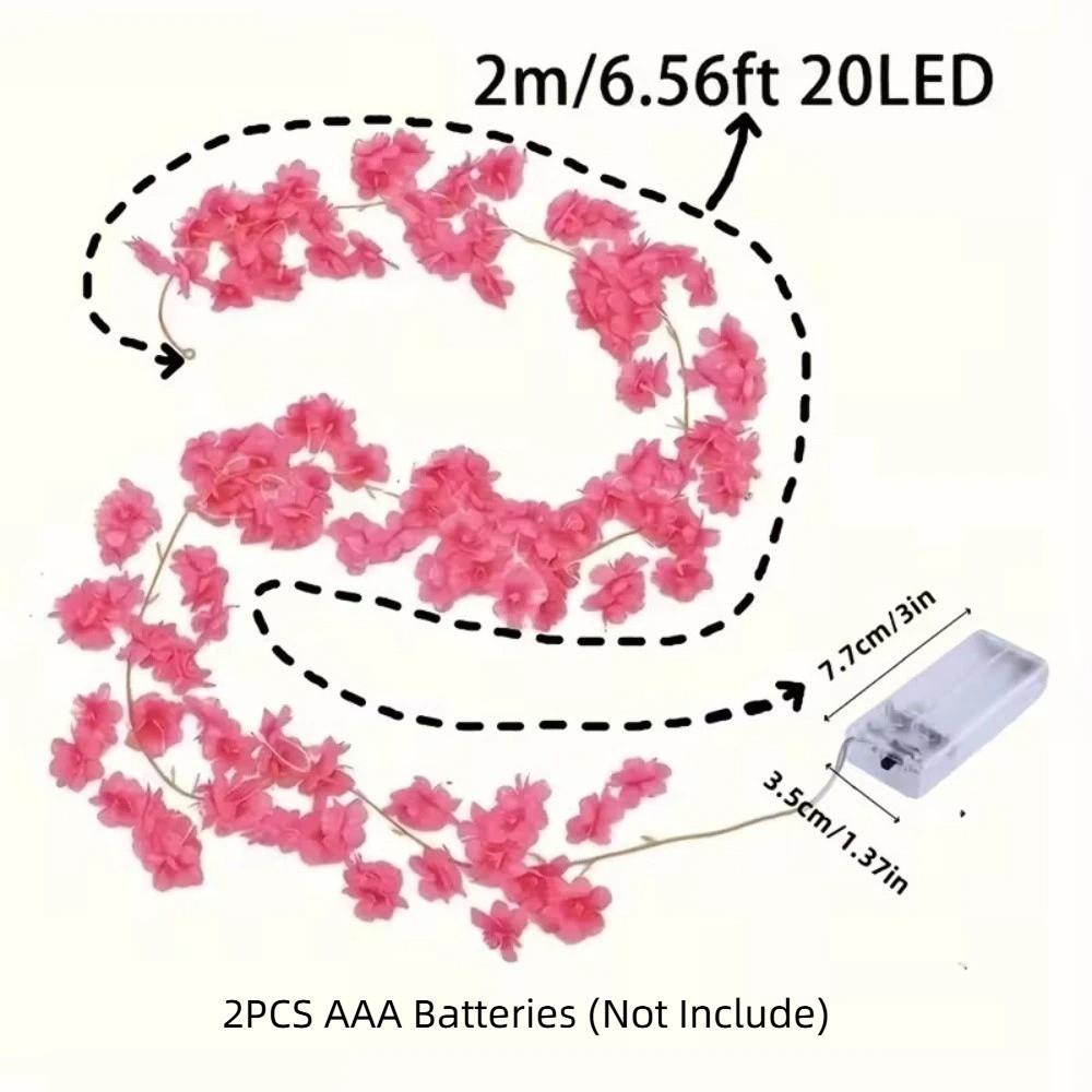 2m 6.56ft Artificial Sakura Vines 20 LEDs Fairy Lights Cherry Blossom String Light  Bridal