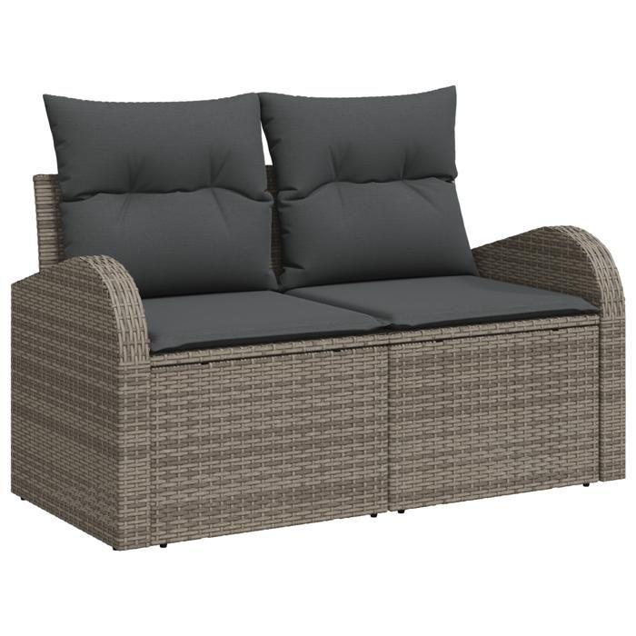 VidaXL Ensemble de salle à manger de jardin de 10 pièces avec coussins en gris poly rotin et acacia 3349628