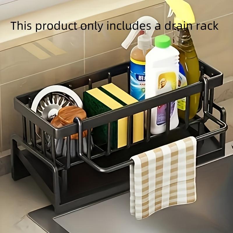 Kitchen drain rack, plastic sink sponge rack, hand sanitizer multifunctional faucet countertop storage rack чёрный