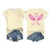 Women's Breast Ribbon Printed Casual Short Sleeve