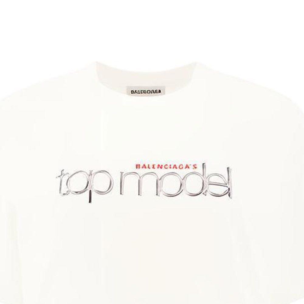 Balenciaga T Shirt Women's White Loose Fit 612965TIV829000