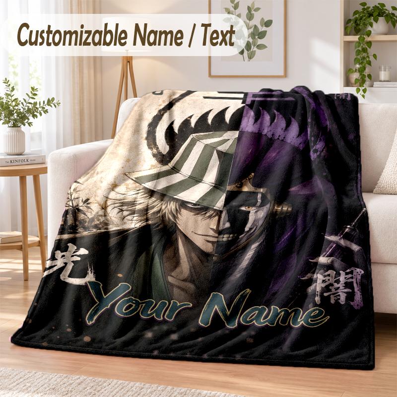 Bleach Anime Benutzerdefinierter Name Flanell Überwurfdecke Weich Warm für Sofa Bett Innen Hausgebrauch