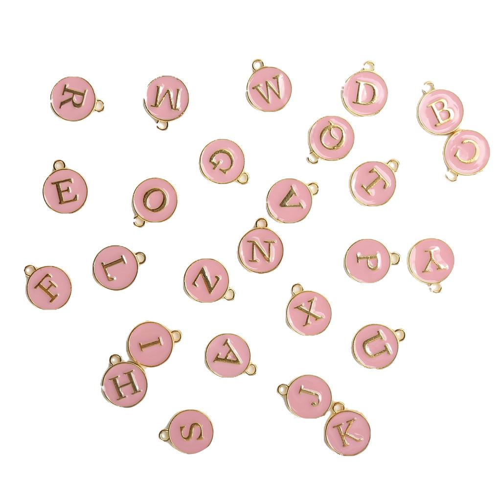 26pcs / Bag English Letter Pendant Metal Round Pendant for Jewelry Making Craft