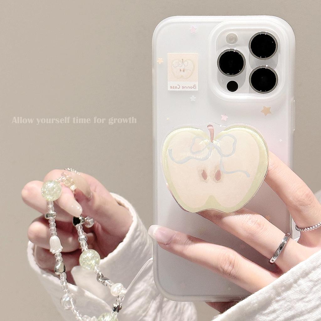 Green Apple Stand is suitable for Apple devices16promax Phone case iphone15Niche graffiti14Silicone17Lanyard