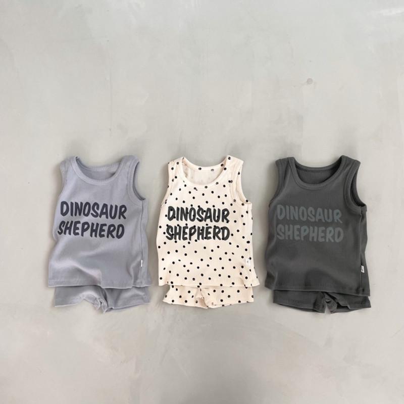 

2024 Summer Infant Ribbed Cotton Tank & Shorts Set - Baby s Casual Homewear 110 cm