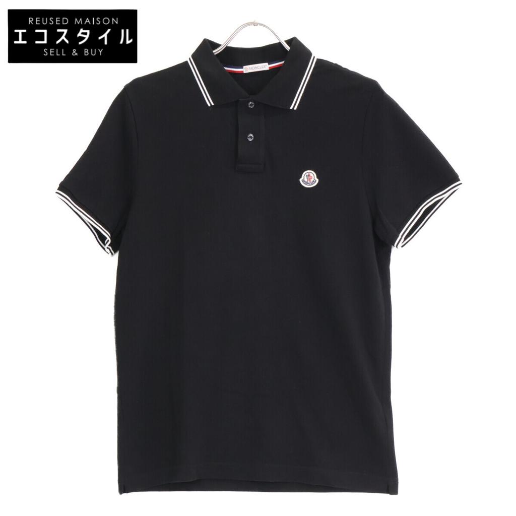 Moncler Black Pique Polo Shirt Tops S blackUsed