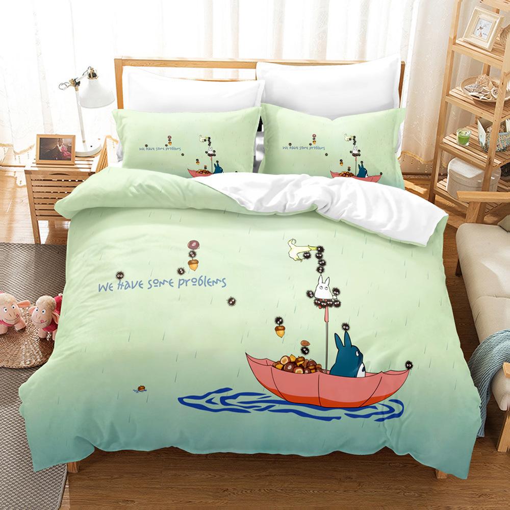Cute Cartoon Chinchilla 3D Digital Printing Quilt Cover Pillowcase Bedding Three-Piece Batch