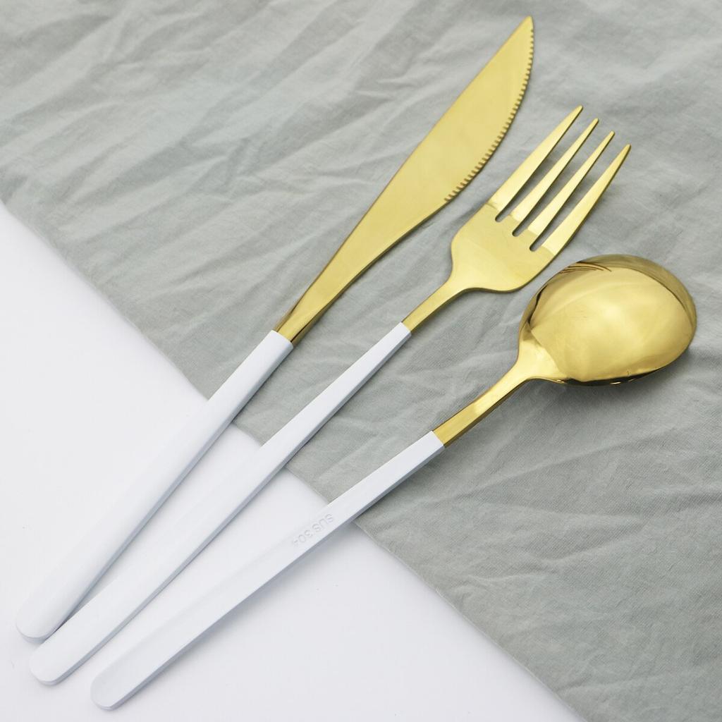 Pink Gold Cutlery Set 18/10 Stainless Steel Dinnerware Set 24Pcs/Set Knives Fork Spoon Dinner Flatware Set Kitchen Tableware Set