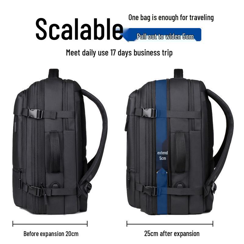 Expandable Fashion Backpack: High-Capacity Cross-Border Unisex Design for Business, Travel, and School