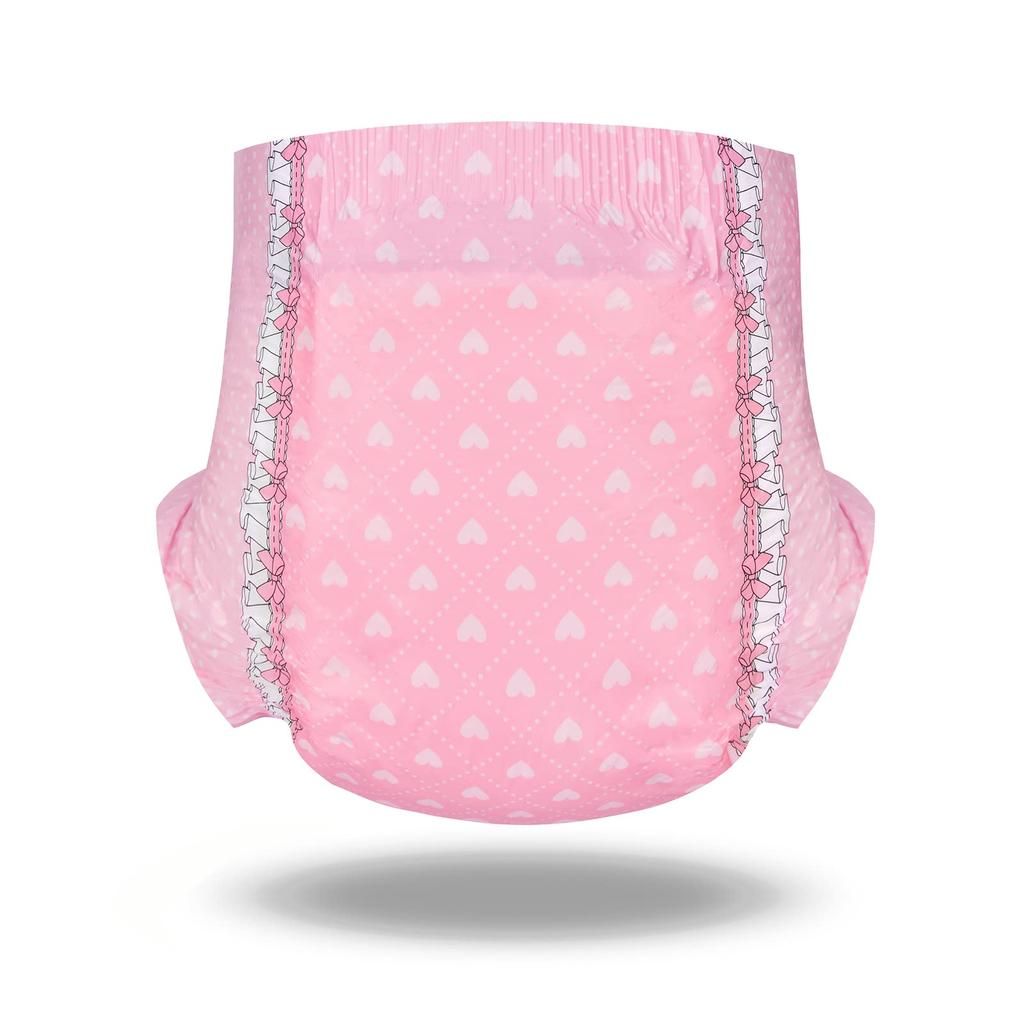 LittleForBig Adult Heart Multiple Care Tape 2 Pink Diapers, Pattern, 10-Pack [Embarrassing Baby], Thick, Absorption, Diapers, Type, Diapers, [XL Size]