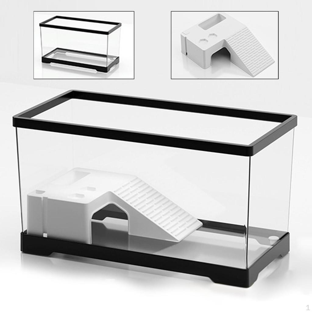Aquarium Turtle Tank with Multi-Functional Area Hermit Box Warming Ramp Reptile Habitat