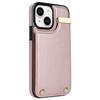 For iPhone 15 Plus Anti-Shock Case TPU+PU Leather+Metal Phone Cover with Card Holder