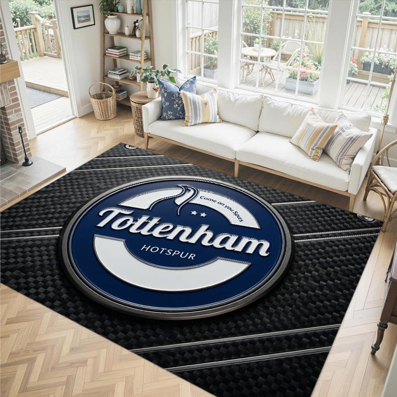 Tottenham Hotspur Design Crystal Velvet Carpet Cozy Non?Slip Printed Rug For Bedroom Living Room Entrance