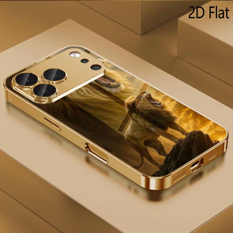 The Lion Roars Patterned tempered glass design for iPhone16 17 ProMax 1514 1312 11ProMax Phone Case Camera Cover Shockproof Hard