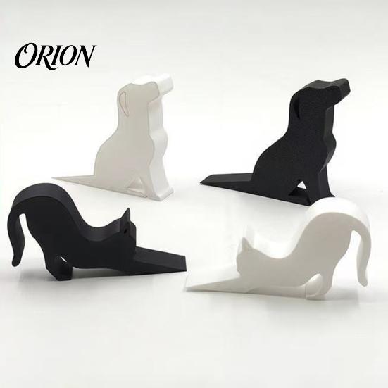 Sturdy Wooden Door Stopper Non-Slip Decorative Doorstop, 3D Printed Animal Wedge, Cat Silhouette Wedge Puppy Design for Bedroom Home Decor