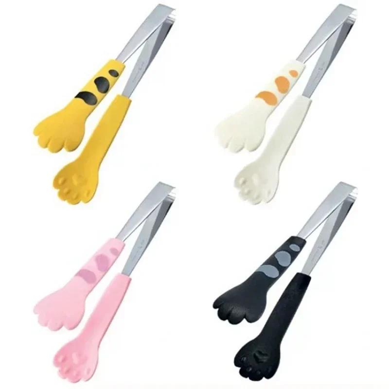 Cat Paw Shape Food Tongs Cute Cartoon Meal Tongs Stainless Steel Barbecue Tongs Sandwich Baking Clip Kitchen Gadgets New 2025