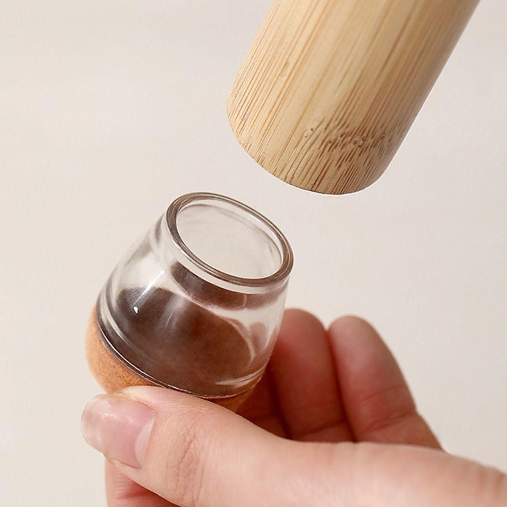 4Pcs Transparent Silicon Chair Leg Covers Anti-slip Reduce Noise Table Foot Cover No Scratches Reduce Noice with Felt Bottom